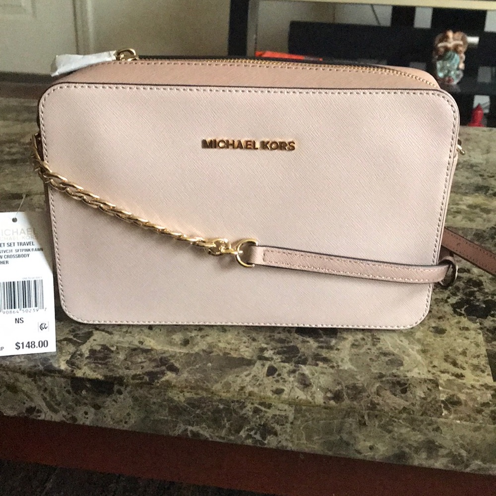 MK Jet Set large Saffiano leather crossbody